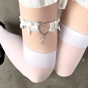 Choker or Leg Garter Beads Bows Heart Cross Bride Collar Punk Goth Emo Rave Sexy